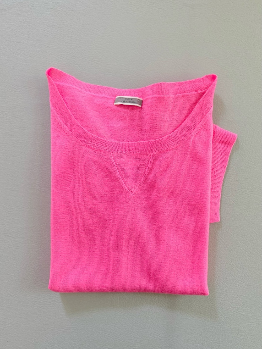 J. Crew Neon Pink Feather Weight Cashmere Short Sleeve Shirt Sweater No Size